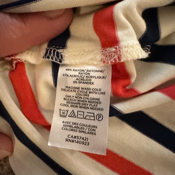 NWT Lou & Grey (Loft) White T Red/Navy Stripes Super Soft! - Picture 7 of 7